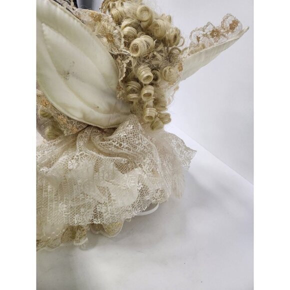 VINTAGE Animated Angel Doll Blonde Hair Lace Dress Movable Arms Shelf Sitter - Picture 6 of 8